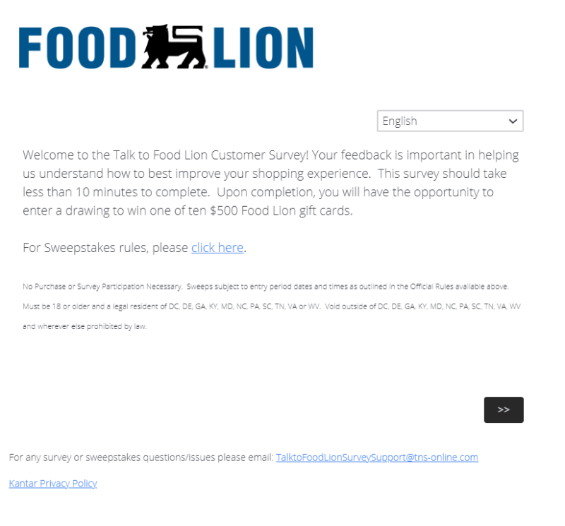 Talktofoodlion.com - Win $500 Gift Card - Food Lion Survey